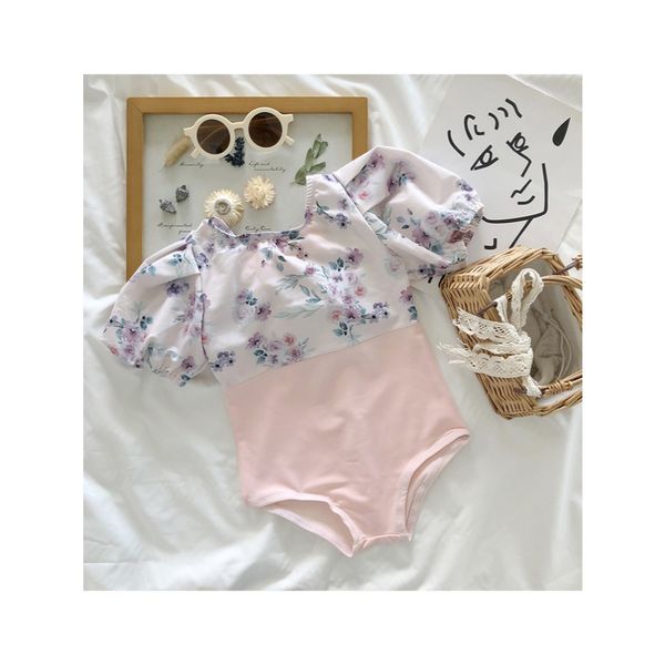 Bộ Đồ Bơi Bé Gái Tay Bồng Kèm Mũ, Đồ Bơi Body Bé Gái Đi Biển