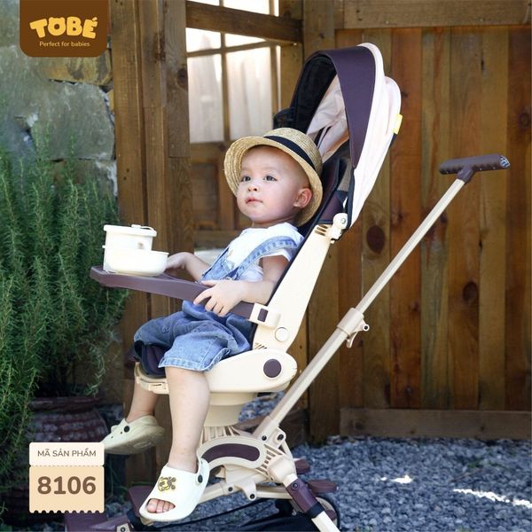 Xe Đẩy Gấp Gọn ToBé 8106, Ghế Xoay 360 Độ Có Chế Độ Ngả Lưng