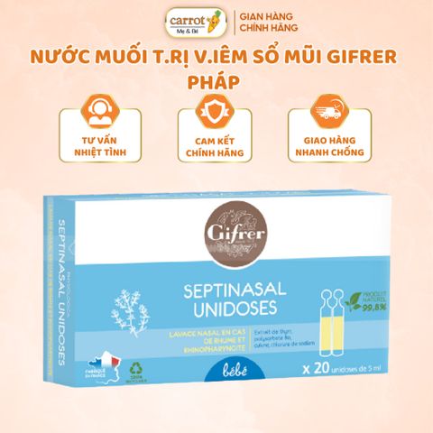 Nước Muối Sinh Lý Gifrer Septinasal Tép Vàng Sổ Mũi Pháp Hộp 20 Tép*5ML