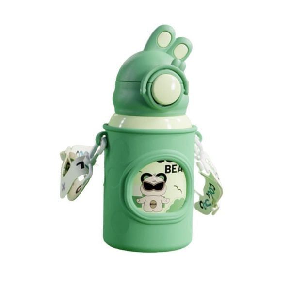 Bình Giữ Nhiệt Gulugu Họa Tiết Tai Thỏ Lõi Inox Chống Gỉ Kèm Quai Đeo 500ML Màu Ngẫu Nhiên