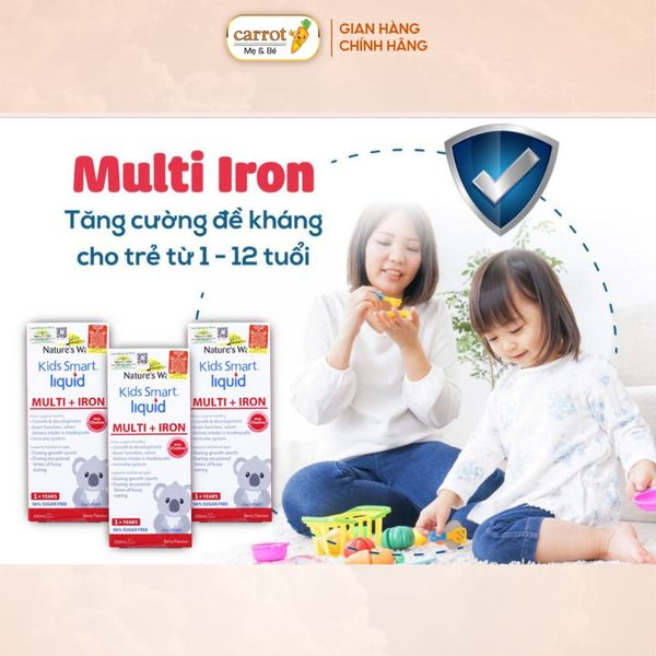 Siro Bổ Sung Sắt Nature's Way Kid Smart Liquid Multi Iron, Hỗ Trợ Tăng Đề Kháng Cho Bé 200ml
