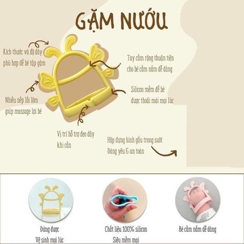 Gặm Nướu Gấu Silicone Bar- Rot Cho Bé Có Hộp Đựng, Gặm Nướu Cho Bé Sơ Sinh