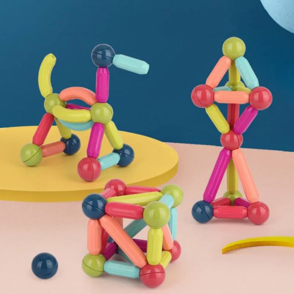 Bộ Xếp Hình Nam Châm 64 Chi Tiết, Xếp Hình Thông Minh An Toàn Cho Bé