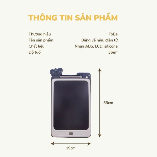 Bảng Vẽ Điện Tử Tự Xóa Thông Minh Tobe - Màn Hình CLD, Nhựa ABS, Cảm Ứng Nhạy Bén