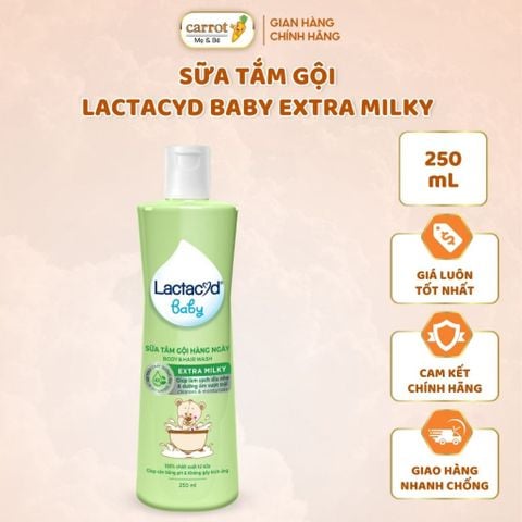 Sữa Tắm Cho Bé Lactacyd Milky 250mL/500mL, Không Gây Cay Mắt, Bảo Vệ, Nuôi Dưỡng Da Bé Thêm Mềm Mịn