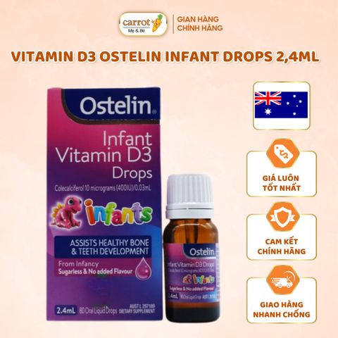 Vitamin D3 Drops Ostelin 2,4ML Của Úc  Dạng Nhỏ Giọt, D3 Cho Bé
