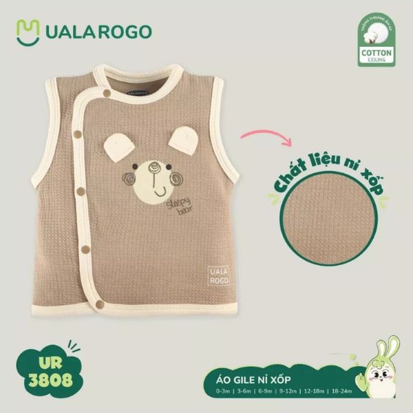 Áo Gile Uala Rogo 3808 Cho Bé Sơ Sinh  0-2 Tuổi Vải Nỉ Xốp Cotton Ceiling Co Giãn Mềm Mại