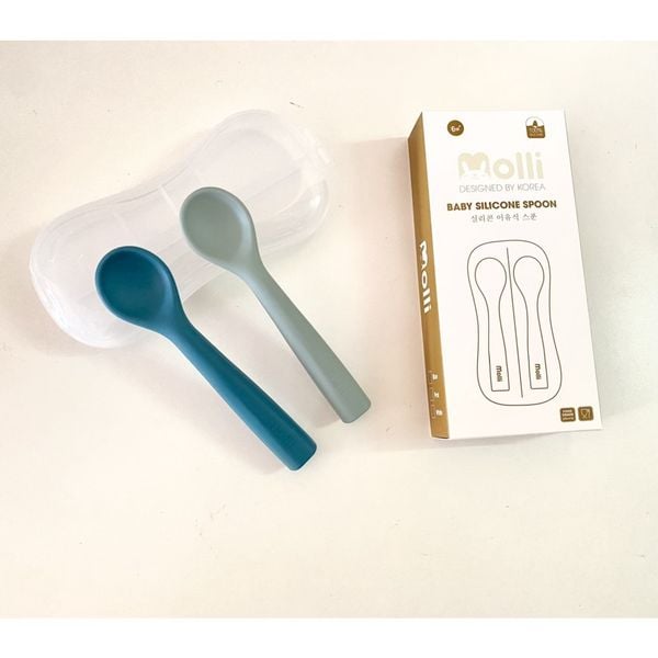Set 2 Thìa Silicon Molli, Không BPA, An Toàn Cho Bé