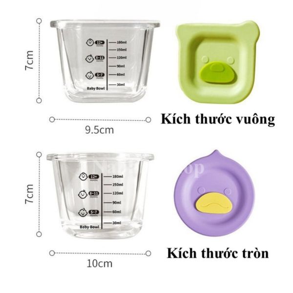Hộp Trữ Đông Thuỷ Tinh Đựng Thức Ăn Cho Bé Chia Vạch 230ml