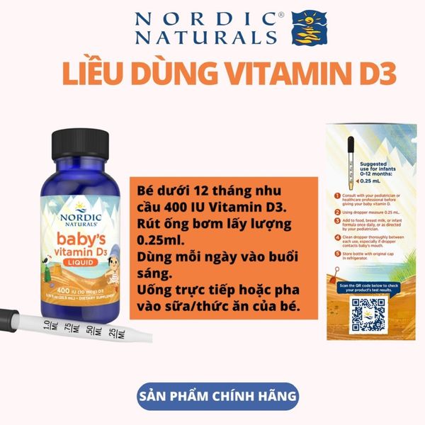 Vitamin D3 Thuần Chay Cho Trẻ Sơ Sinh Nordic Naturals Baby D3 400IU Lọ 22.5ML - Siêu Thị Mẹ Và Bé Carrot