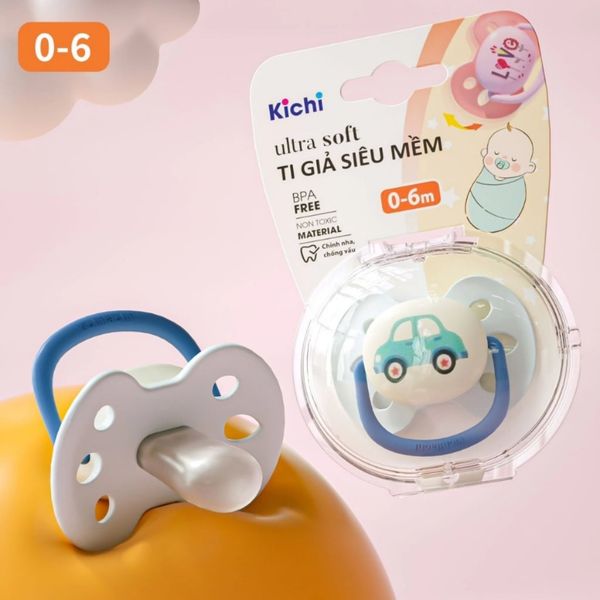Ti Ngậm KICHI Ultra Soft Cho Bé 0-18M, Ti Giả Silicone Siêu Mềm
