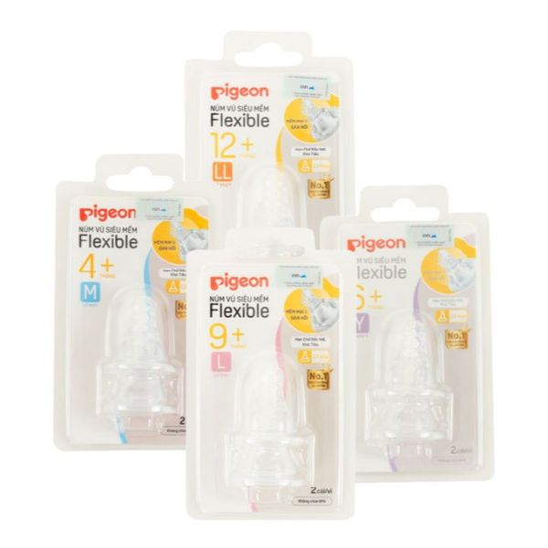 Núm Vú Pigeon Cổ Hẹp Siêu Mềm Cho Bình Sữa Cổ Hẹp Pigeon Và Bình Cổ Hẹp Khác