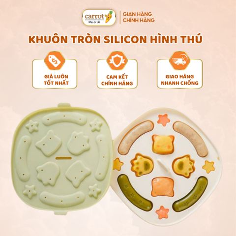 Khuôn Silicon Hình Thú Làm Bánh, Xúc Xích Thức Ăn Cho Bé, Khuôn Hấp Bánh Có Nắp
