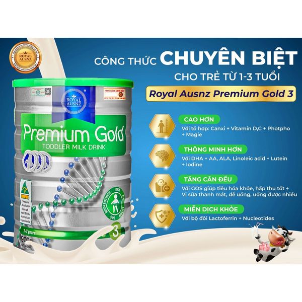 Sữa Hoàng Gia Úc Royal AUSNZ Premium Gold Toddler Milk Drink số 3 - Dành Cho Trẻ Từ 1 - 3 Tuổi (900G)