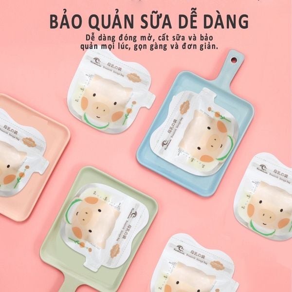 Túi Trữ Sữa Kichilachi 200ml- Cảm Biến Nhiệt Độ, Có Khóa Zip Chắc Chắn Chống Rò Rỉ