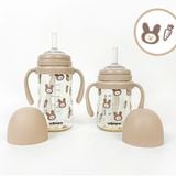 Bình Tập Uống Nước UBMom Họa Tiết Dung Tích 200ML, 280ML Có Hai Tay Cầm Cho Bé