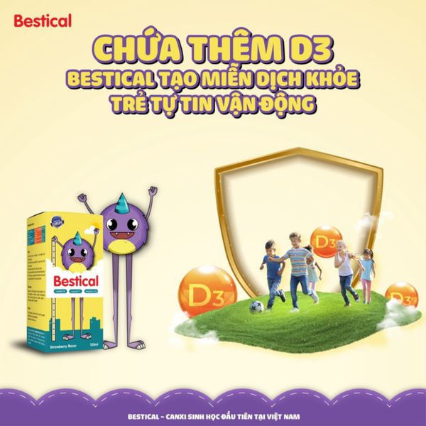 Canxi Bestical 120mL, Canxi Sinh Học, Bổ Sung Canxi Vitamin D3K2 Giúp Xương Và Răng Chắc Khỏe