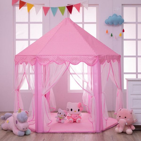 Lều Công Chúa Cho Bé Kiểu Dáng Lục Giác Hàn Quốc Có Rèm Che, Lều Lục Giác Princess Castle