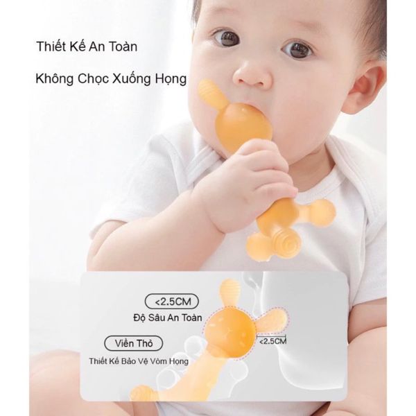Gặm Nướu Cho Bé Bằng Silicon Cao Cấp Hình Thỏ Tặng Kèm Hộp