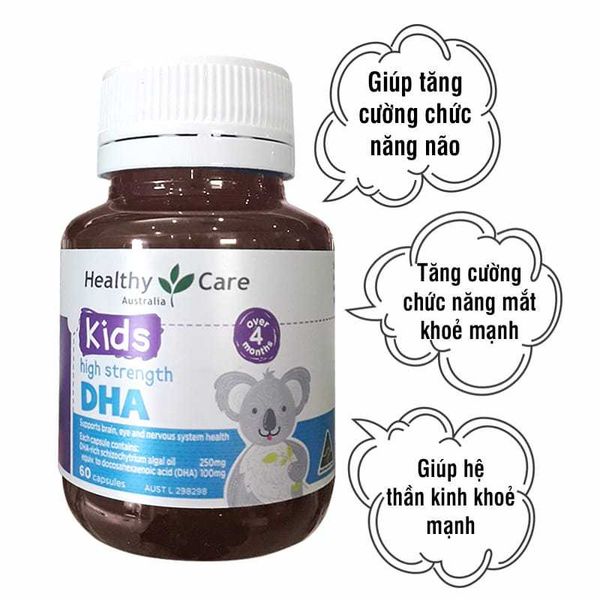 DHA Healthy Care Giúp Bổ Não, Tốt Cho Mắt, Hương Chanh Dễ Uống (Lọ 60 Viên)