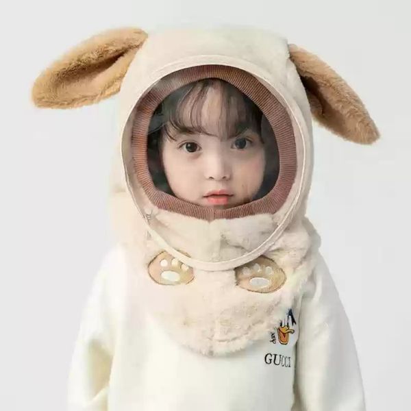 Mũ Len Lông Cừu Trùm Đầu Có Kính Chắn Gió Chống Bụi Cho Bé Trai Bé Gái, Kính Có Thể Tháo Rời