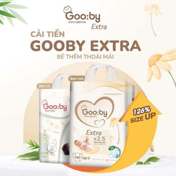 Tã - Bỉm dán Gooby Extra size Newborn 66 miếng (~5 kg)