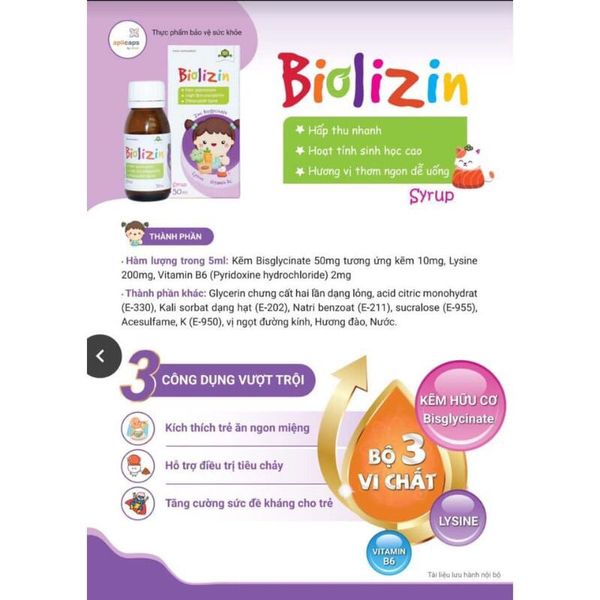 Kẽm Biolizin Hữu Cơ Cho Bé – Ăn Ngon, Tăng Đề Kháng, Hấp Thu Tối Ưu