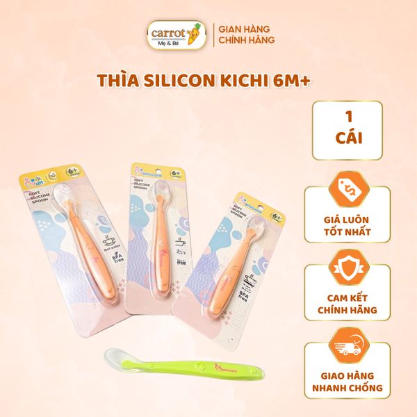 Thìa Silicon Kichi Ăn Dặm Dành Cho Bé Từ 6 Tháng Tuổi
