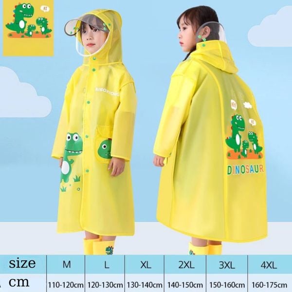 Áo Mưa Trẻ Em Chống Thấm Nước, Họa Tiết Hình Thú Dễ Thương Cho Bé Cao 110-140Cm