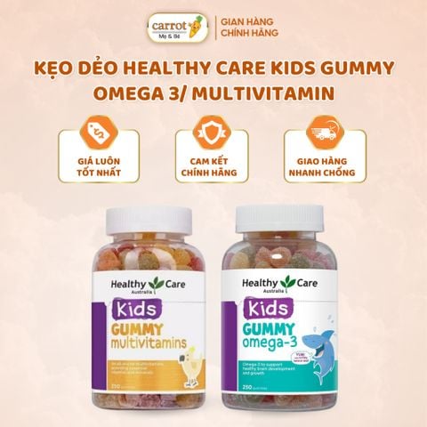 Kẹo Dẻo Healthy Care Kids Gummy Omega 3/ Multivitamin, Úc (250 viên) Bổ Sung Chất Cho Bé Từ 2 Tuổi
