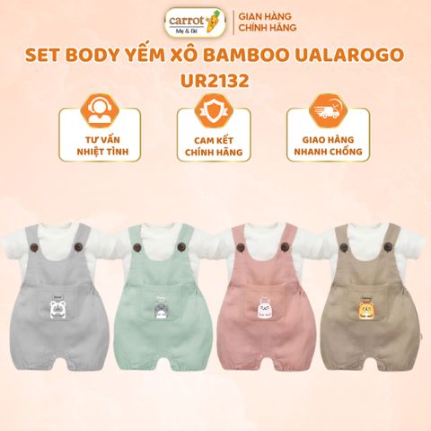 Bộ Body Yếm Ualarogo UR2132 Cho Bé Trai Và Bé Gái, Vải Sợi Tre Bamboo Cộc Tay Áo Rời