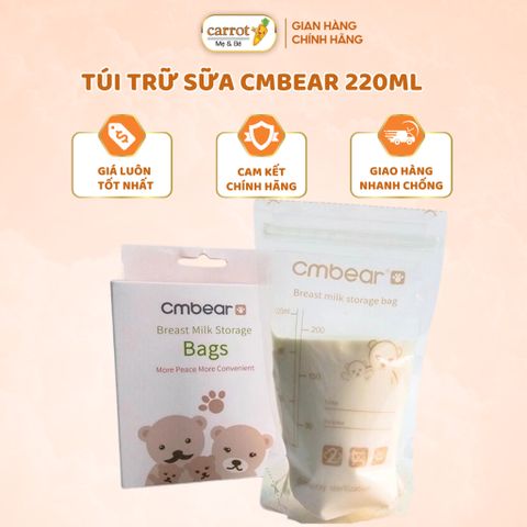Túi Trữ Sữa CmBear 220ML, Hộp 30 Túi An Toàn Cho Bé