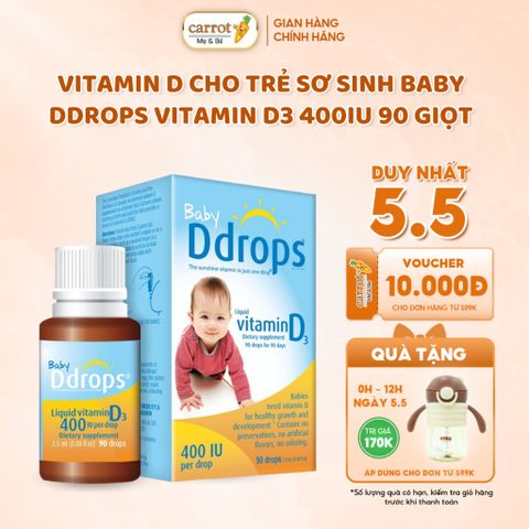 Vitamin D3 Drop Baby Ddrops, Bổ Sung Vitamin D3 Cho Bé , 90Drops - Siêu Thị Mẹ Và Bé Carrot