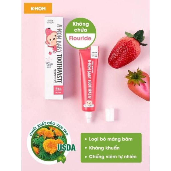 Kem Đánh Răng K-Mom Hàn Quốc  Vị Dâu Cho Bé Từ 6-36M