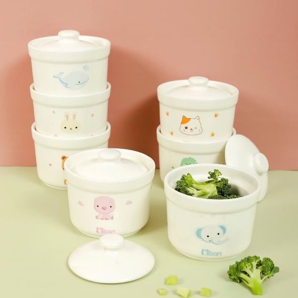 Hũ Sứ Đa Năng 2 Nắp - Misan Có Chia Vạch, Bát Ăn Dặm Cho Bé