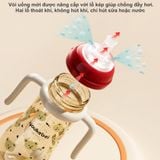 Bình Nước Ống Hút Youkebei Chong Chóng 300ML, Bình Tập Uống Nước Chống Sặc Cho Bé