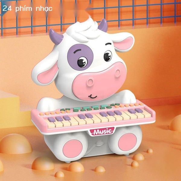Đồ Chơi Đàn Organ Điện Tử Hình Bò Hoạt Hình Dễ Thương Cho Bé