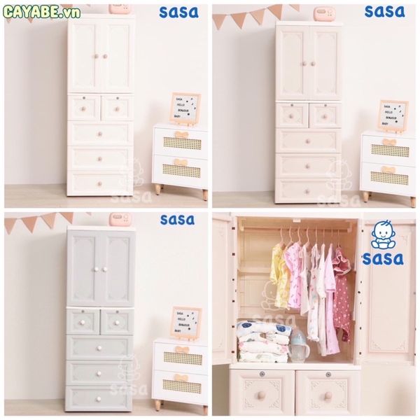 Tủ Nhựa SASA 5 Tầng Màu Xam - Siêu Thị Mẹ Vẹ Và Bé Carrot