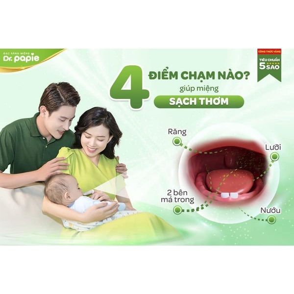Gạc Rơ Lưỡi Dr. Papie - Rơ Lưỡi Cho Bé Sơ Sinh, Hàng Chính Hãng Hộp 30 Cái