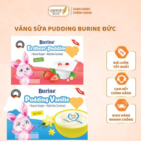 Váng Sữa Pudding Burine Đức Cho Bé Từ 6 Tháng Vị Vani, Vị Dâu 6 Hộp 50G