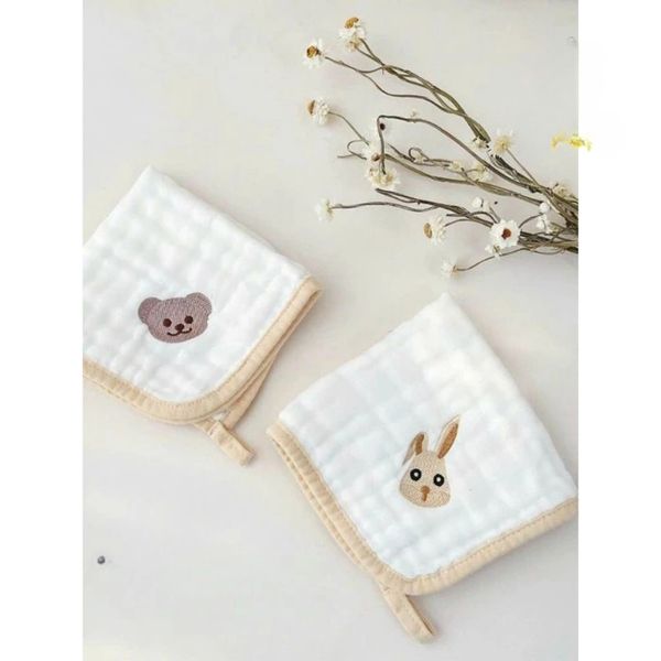 Set 5 Khăn Sữa Xô In Gấu Youpin, Mềm Mại, An Toàn Cho Bé