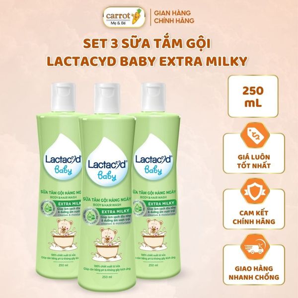 Sữa Tắm Cho Bé Lactacyd Milky 250mL/500mL, Không Gây Cay Mắt, Bảo Vệ, Nuôi Dưỡng Da Bé Thêm Mềm Mịn