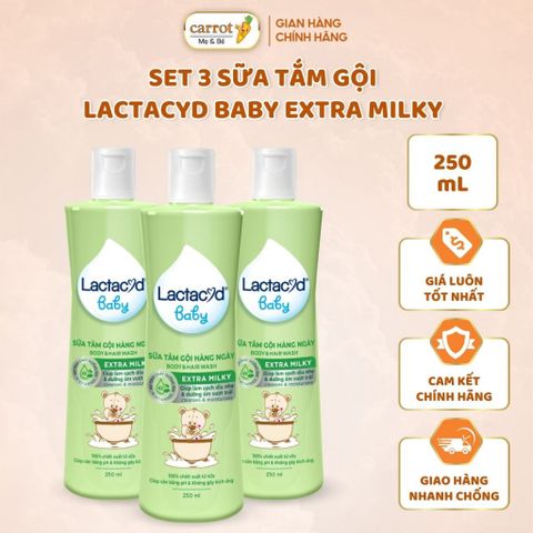 Sữa Tắm Cho Bé Lactacyd Milky 250mL/500mL, Không Gây Cay Mắt, Bảo Vệ, Nuôi Dưỡng Da Bé Thêm Mềm Mịn