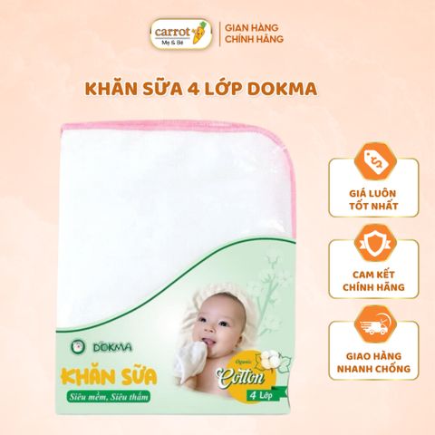 Khăn Sữa 4 Lớp Dokma Siêu Mềm, Siêu Thấm Cho Bé Sơ Sinh