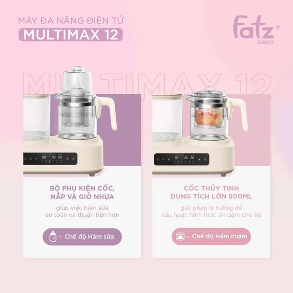 Máy Tiệt Trùng Sấy khô, Hấp, Đun, Hâm nước, Nấu Chậm FATZ Multimax 12 – FB9503KB