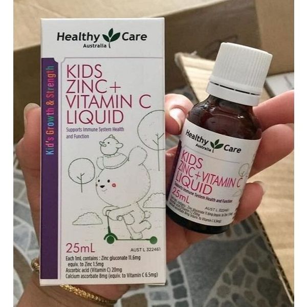 Siro Healthy Care Kids Zinc + vitamin C Liquid 25ml Cho Bé, Giúp Bé Ăn Ngon, Tăng Cường Hệ Miễn Dich