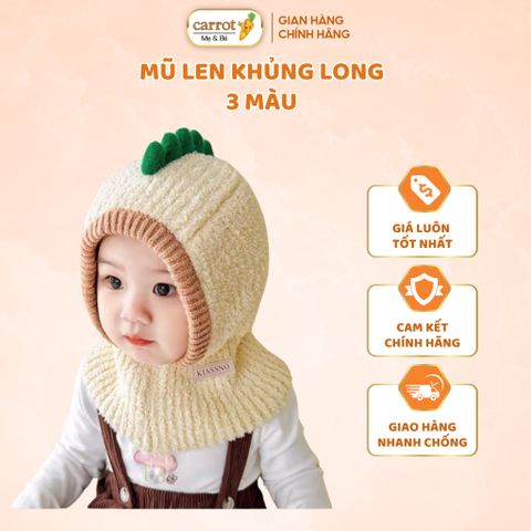 Mũ Len Trùm Đầu Khủng Long, Mũ Len Mùa Đông Cho Bé