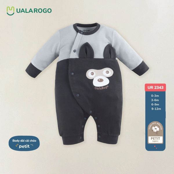 Bộ Body Dài UalaRogo UR 2343 Cài Chéo Chất Liệu Petit Cho Bé Từ 0-12M