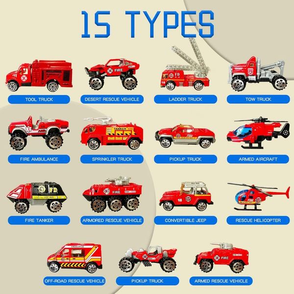 Bộ Đồ Chơi 15 Xe Sắt TN-NX144 Gồm Xe Cứu Hoả, Xe Cứu Thương Cho Bé Từ 3 Tuổi