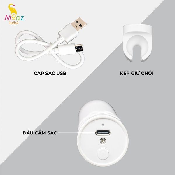 Máy Cọ Bình Cầm Tay MOAZBEBE - Loại Bỏ Vi Khuẩn, Dễ Mang Đi, Silicon